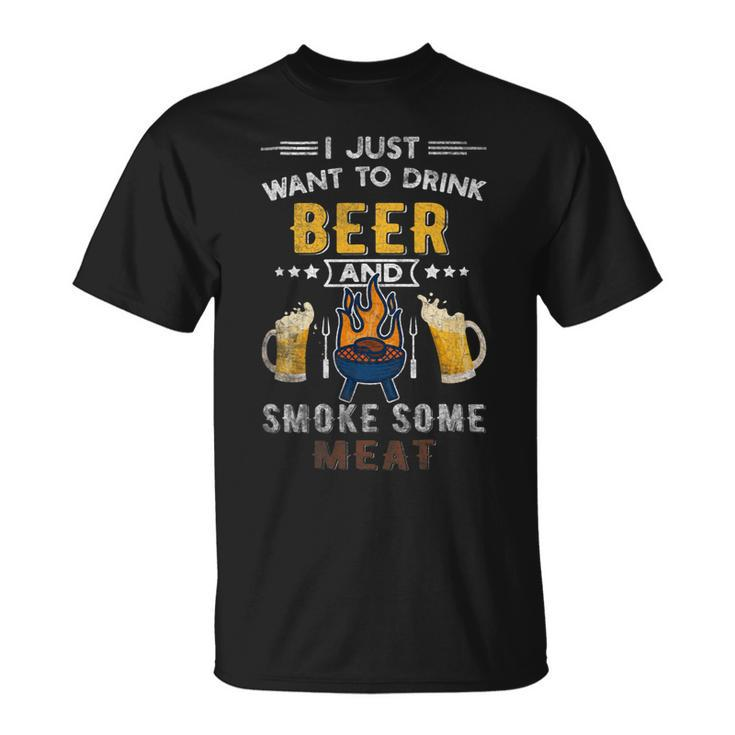 Beer Funny Bbq Chef Beer Smoked Meat Lover Summer Quote Grilling Unisex T-Shirt