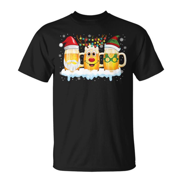 Beer Funny Beer Christmas Mugs Elf Reindeer Santa Xmas Lights54 Unisex T-Shirt