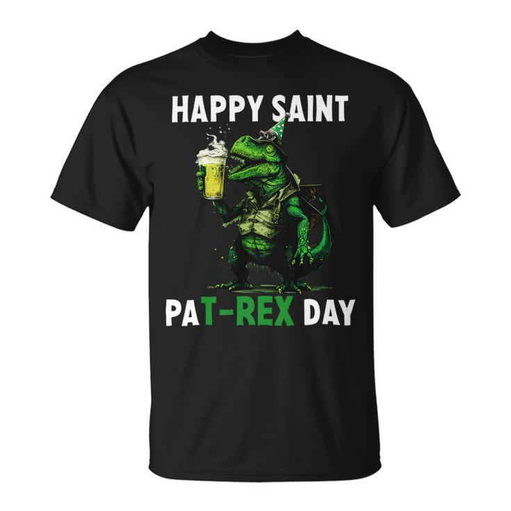 Beer Funny Beer Dinosaur St Patricks Day Shirt Happy St Pat Trex Unisex T-Shirt