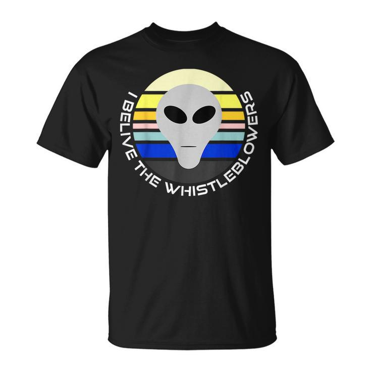Believe The Whistleblowers Retro Vintage Style Alien Design Believe Funny Gifts Unisex T-Shirt