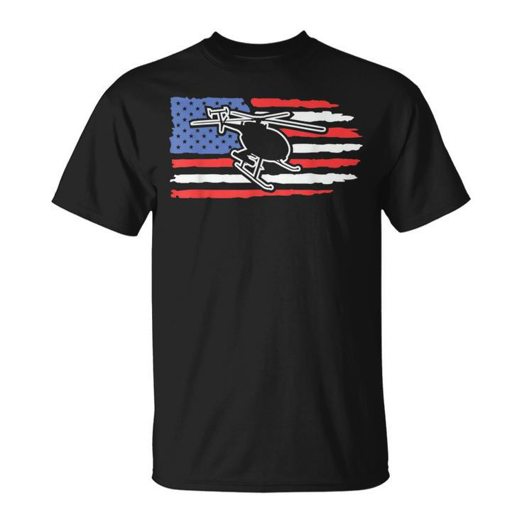 Bell Flight Patriotic Helicopter American Flag Unisex T-Shirt