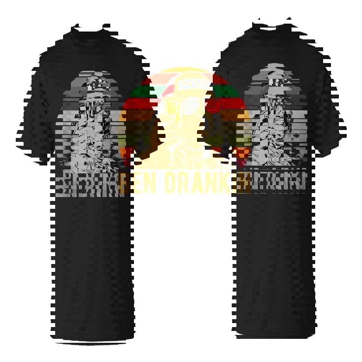 Ben Drankin 4th Of July Vintage American Flag Glasses  T-Shirt