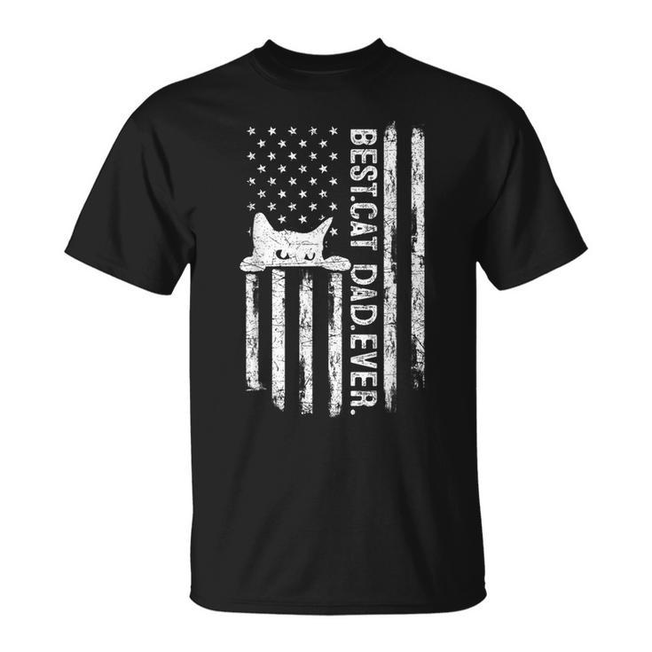 Best Cat Dad Ever Us American Flag Fathers Day 2023 T-shirt