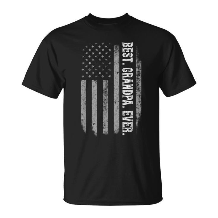 Best Grandpa Ever Vintage American Flag Fathers Day Gift  Unisex T-Shirt