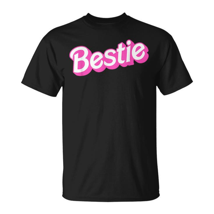 Bestie Pink & White Overlapping Font Halloween Costume T-Shirt
