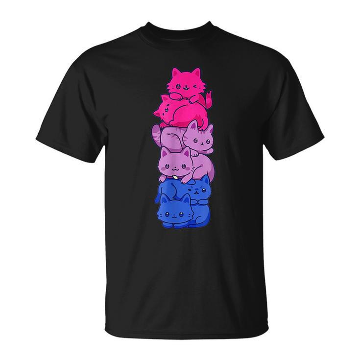 Bi Pride Cat Lgbt Bisexual Flag Cute Kawaii Cats Pile Gift  Unisex T-Shirt