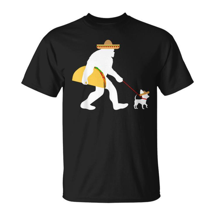 Big Taco Sombrero Chihuahua Dog Bigfoot Cinco De Mayo T-Shirt