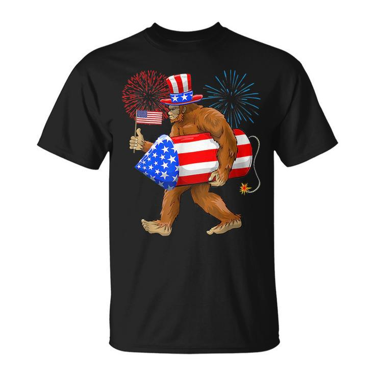 Bigfoot American Flag 4Th Of July Sasquatch Believe T-shirt