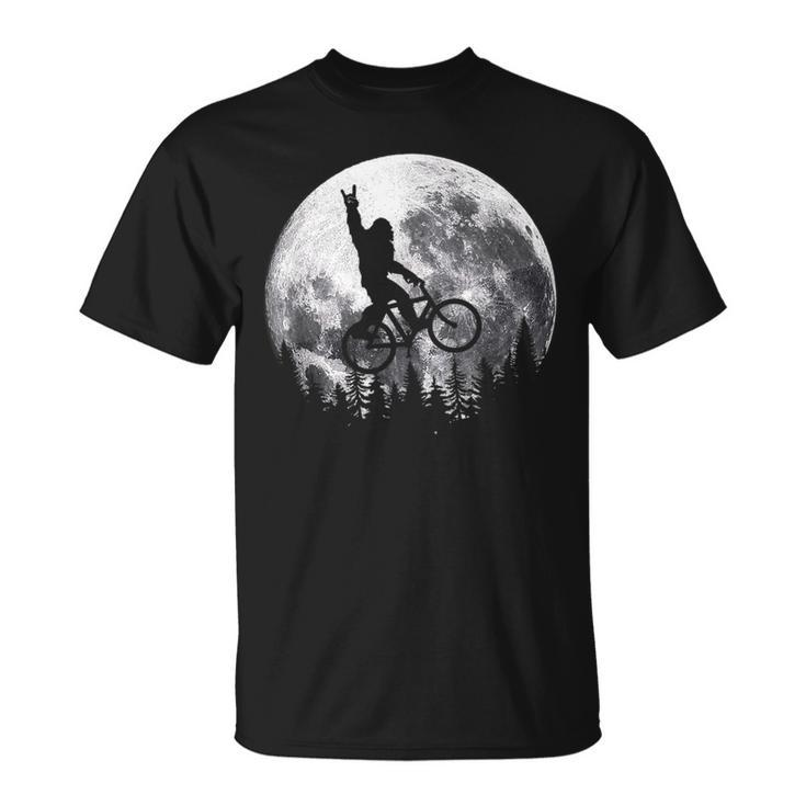 Bigfoot Ridding Mountain Bike On Moon Cycling Sasquatch Mtb  Unisex T-Shirt