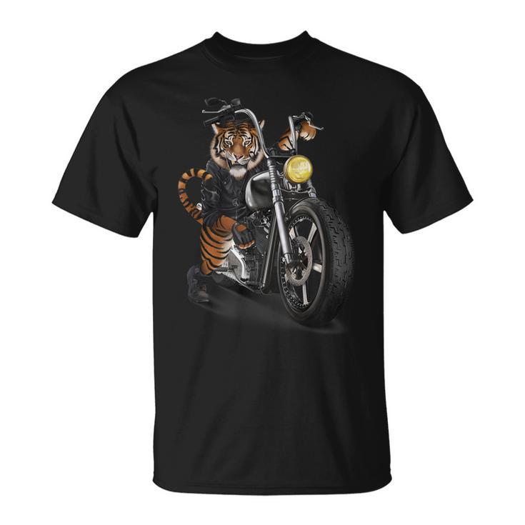 Biker Tiger Riding Chopper Motorcycle Unisex T-Shirt