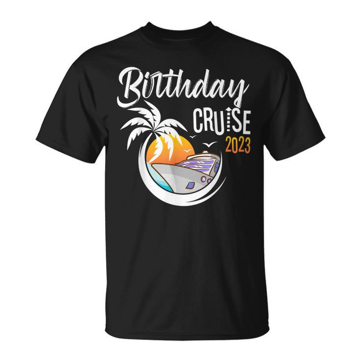Birthday Cruise 2023 Sunset Retro Cousin Crew Matching Unisex T-Shirt