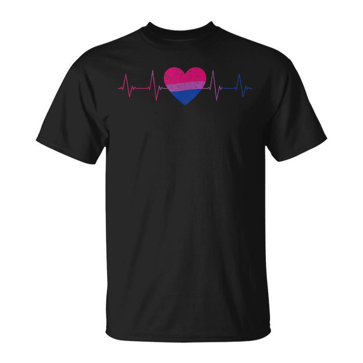 Bisexual Heartbeat - Bi Flag Ekg Pulse Line Lgbt Pride  Unisex T-Shirt
