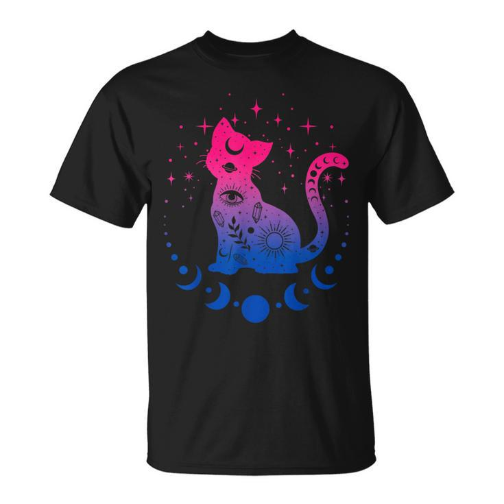 Bisexual Pride Flag Colors Astronomy Cat  Unisex T-Shirt