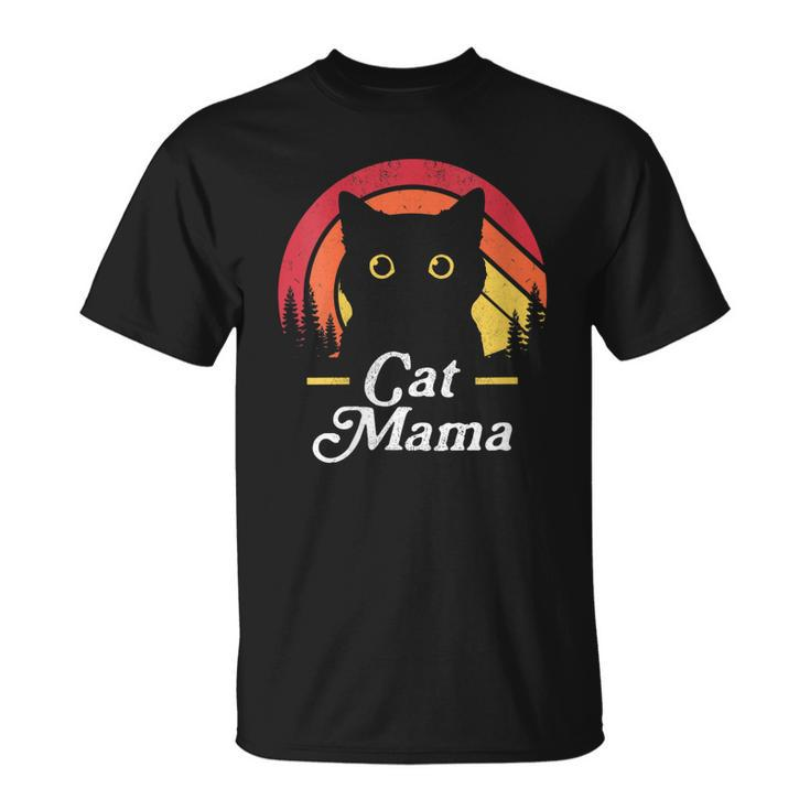 Black Cat Mom Mama Retro Wildlife Happy 2023 T-shirt