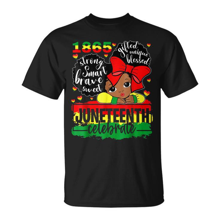 Black Girl Junenth 1865 Celebrate Indepedence Day Kids  Unisex T-Shirt