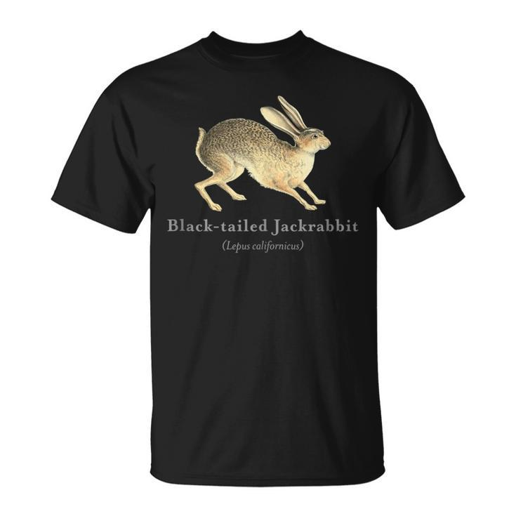 Black-Tailed Jackrabbit Portrait With Scientific Name T-Shirt