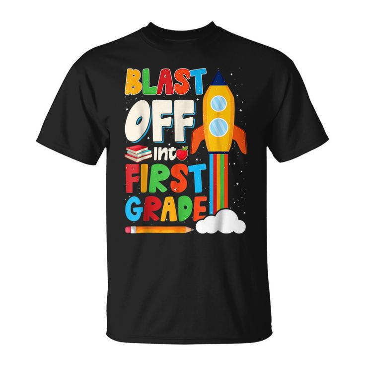 Blast Off Into 1St Grade First Day Of School Kids Unisex T-Shirt