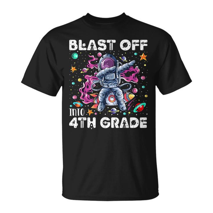 Blast Off Into 4Th Grade First Day Of School Space Rocket  Unisex T-Shirt