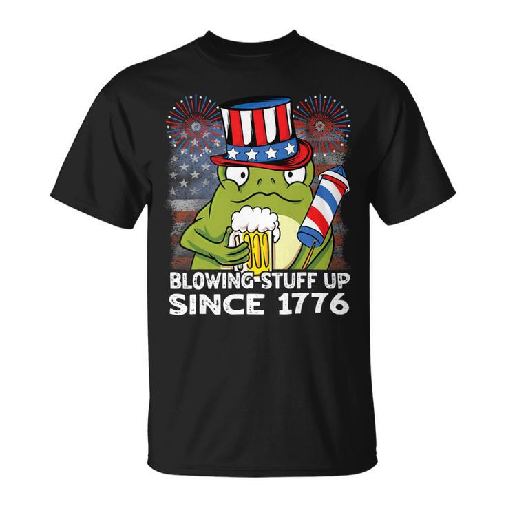 Blowing Stuff Up Since 1776 Funny 4Th Of July Frog Beer Unisex T-Shirt