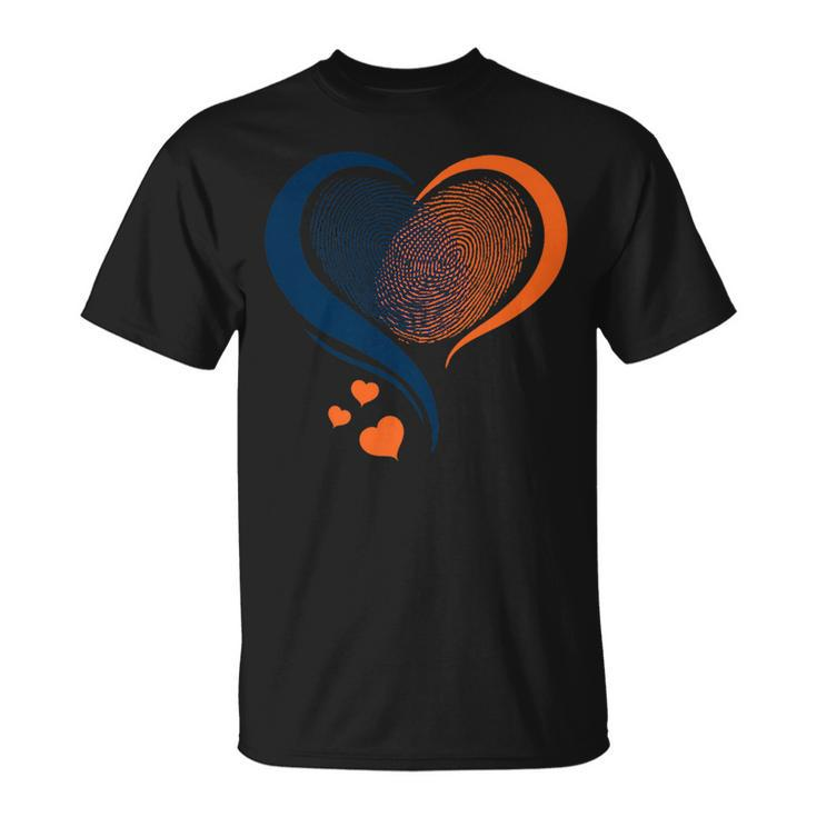 Blue And Orange Hearts   Unisex T-Shirt