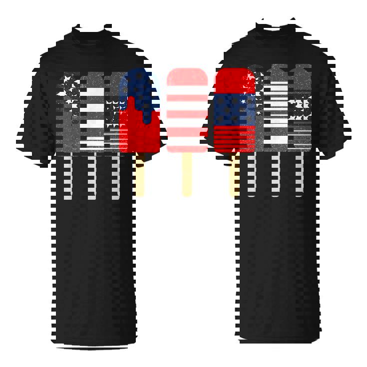 Blue Red White Ice Cream American Flag 4Th Of July Usa Unisex T-Shirt