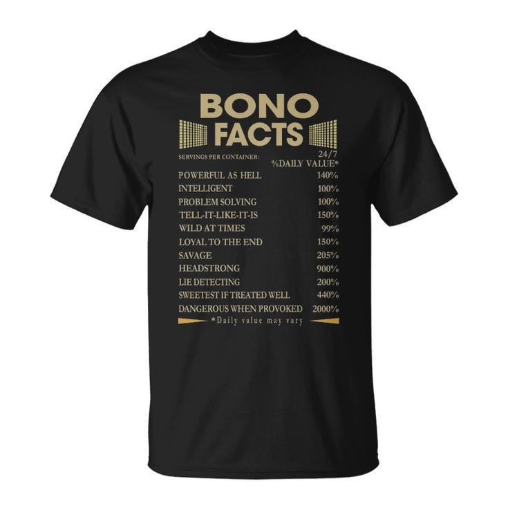 Bono Name Gift Bono Facts Unisex T-Shirt