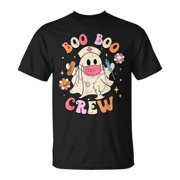 Boo Boo Crew Nurse Ghost Retro Halloween Nurse T-Shirt