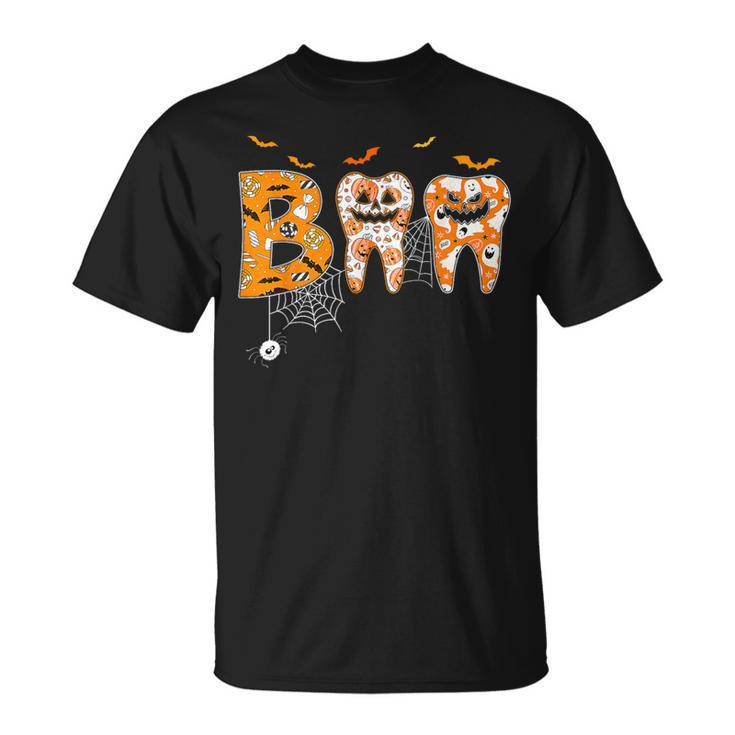Boo Th Pumpkin Dentist Dental Hygienist Halloween Costume T-Shirt