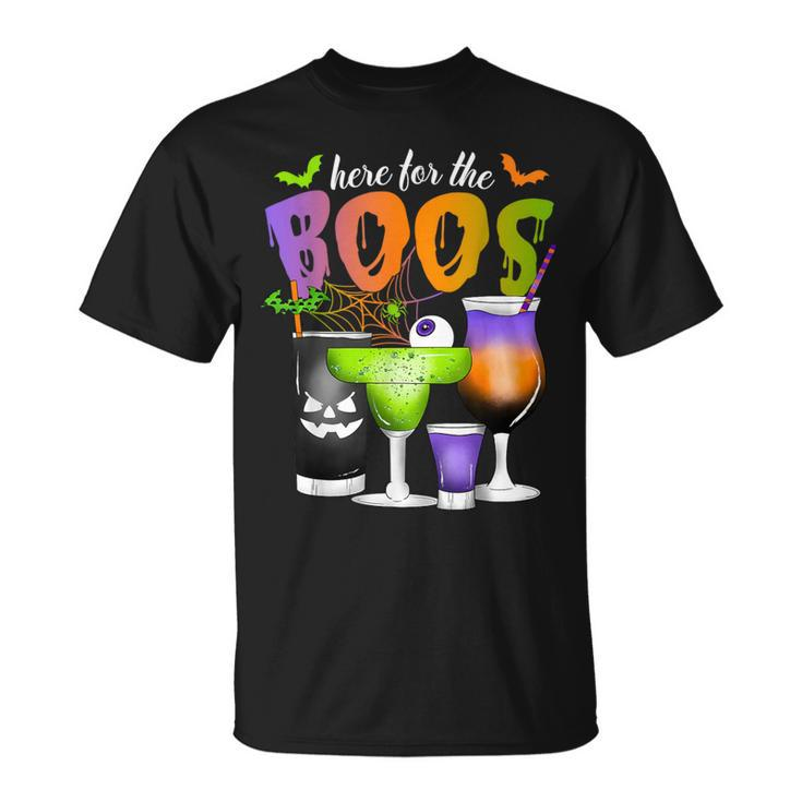 Here For The Boos Halloween Scary Glasses Drinking Spooky T-Shirt
