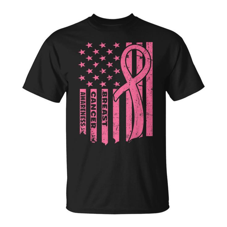 Breast Cancer Awareness Flag Usa Breast Cancer Warrior T-Shirt