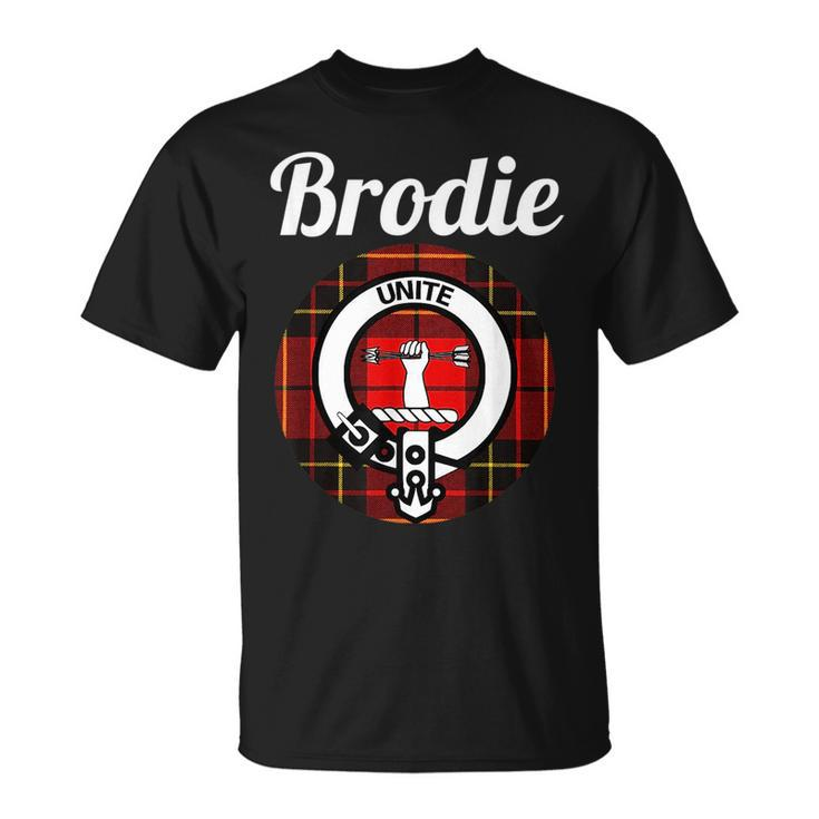 Brodie Clan Scottish Name Coat Of Arms Tartan Unisex T-Shirt