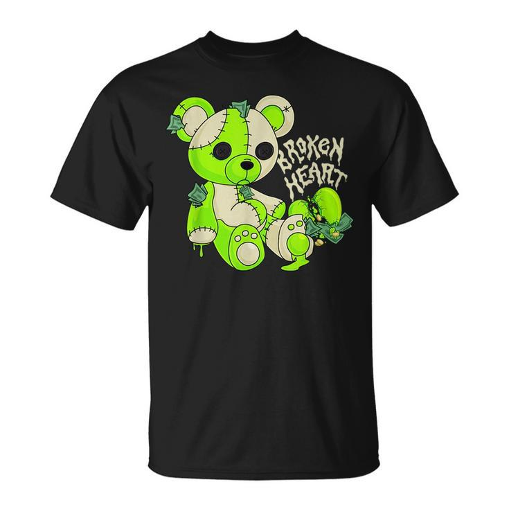 Broken Heart Bear 6 Retro Electric Green Shoes Matching Unisex T-Shirt