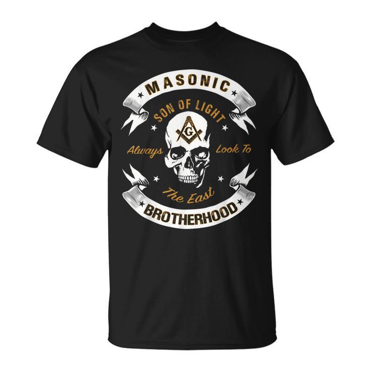 Brothers Son Of Light Always Look To The East Masonic Skull T-Shirt