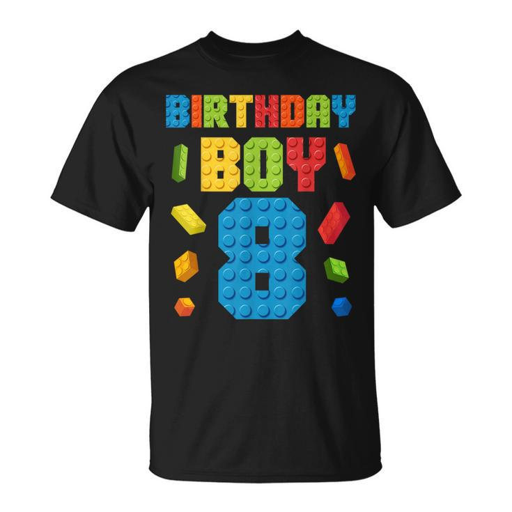 Building Bricks 8Th Birthday Boy 8 Eight Year Master Builder T-Shirt