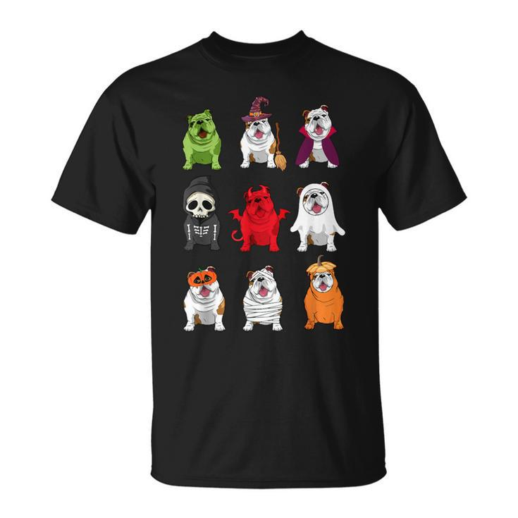 Bulldogs Dog Halloween Bulldogs Costume Ghost Monster T-Shirt