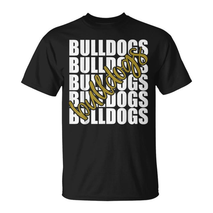 Bulldogs Gold School Sports Fan Team Spirit T-Shirt