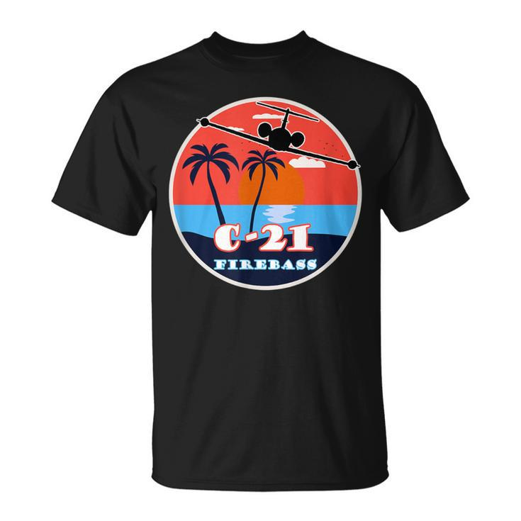 C-21 Learjet Firebass Vintage Sunset T-Shirt