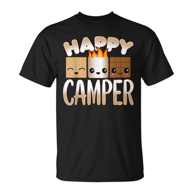 Campfire Camping Outdoor Friends Smores Happy Camper T-shirt