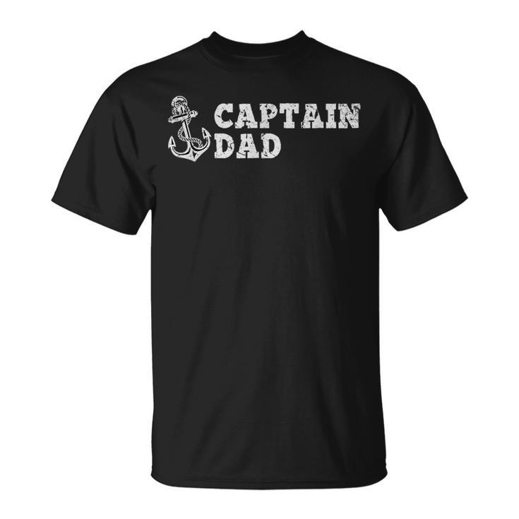 Captain Dad Sailing Boating Vintage Boat Anchor Funny  Unisex T-Shirt
