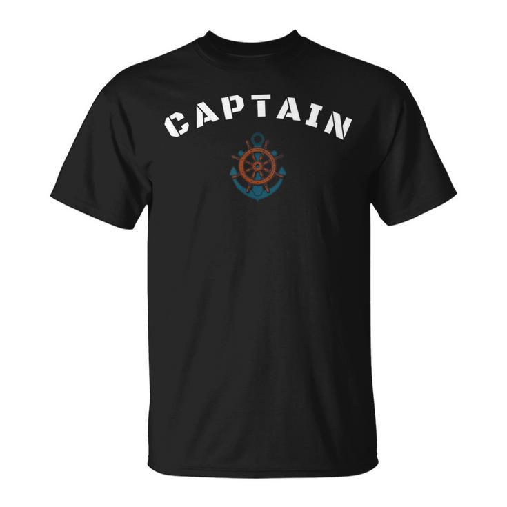 Captain Ships Wheel And Anchor Sailing Boat  Unisex T-Shirt