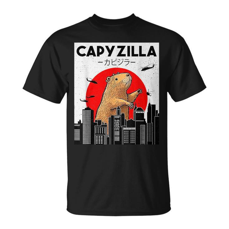 Capyzilla Funny Capybara Japanese Sunset Rodent Animal Lover Gifts For Capybara Lovers Funny Gifts Unisex T-Shirt