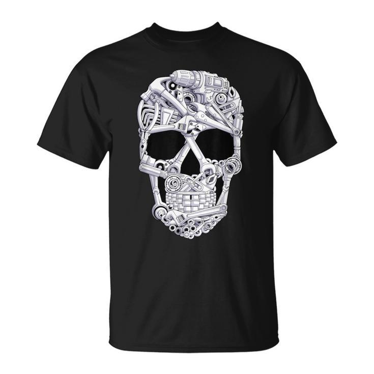 Car Mechanic Tools Skull Garage Halloween Costume Skeleton T-Shirt