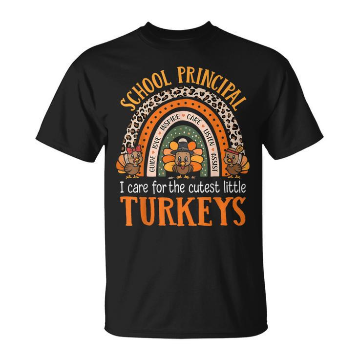 I Care For The Cutest Turkeys Thanksgiving School Principal T-Shirt