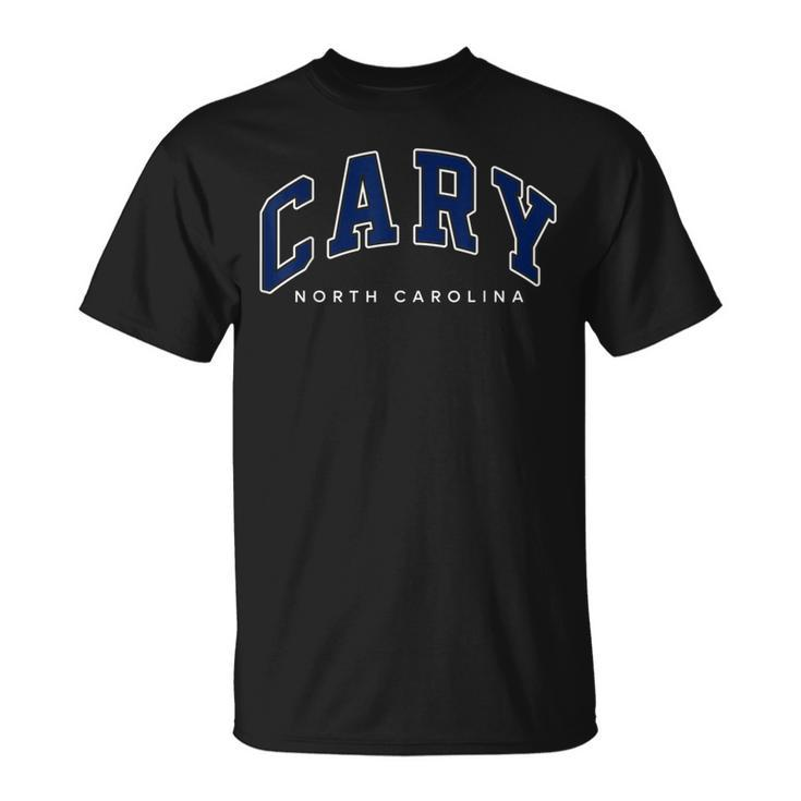 Cary North Carolina Nc Varsity Style Navy Text  Unisex T-Shirt