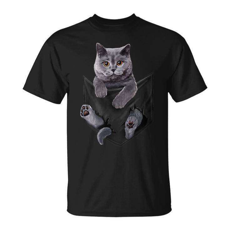 Cat Lovers British Shorthair In Pocket Kitten T-Shirt