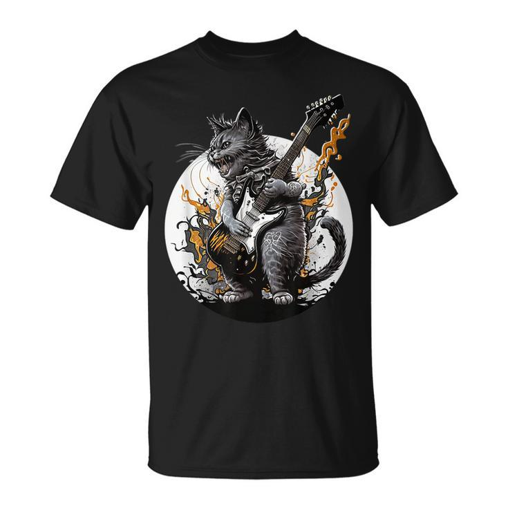 Cat Playing Guitar | Rock Cat | Heavy Metal Cat | Music Cat  Unisex T-Shirt