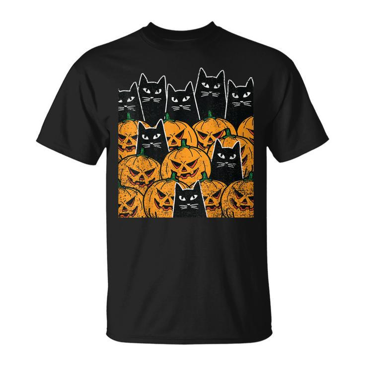 Cat Pumpkin Halloween Costume Spooky Black Animal T-Shirt