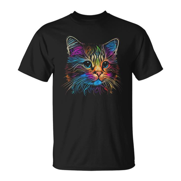 Cats Colorful Cat Cats Head Catlovers  Unisex T-Shirt