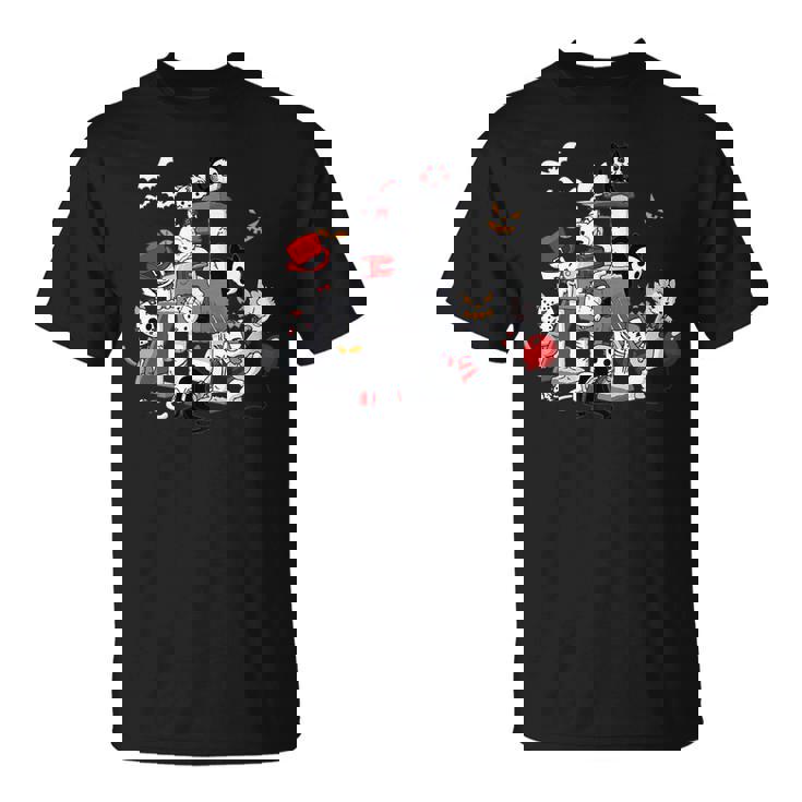 Cats In Horror Movie Costumes On Cat Condo Halloween Halloween  T-Shirt