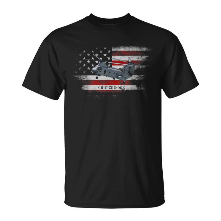 Ch-47 Chinook Helicopter Usa Flag Helicopter Pilot Gifts  Unisex T-Shirt